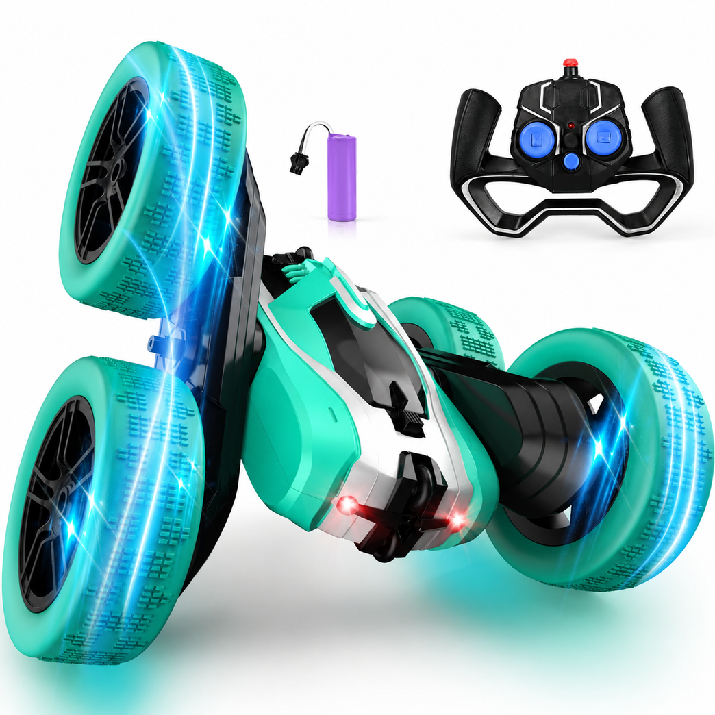 RC Stunt Drift Car for Kids – 360° Rotating Remote Control Car with LED Lights