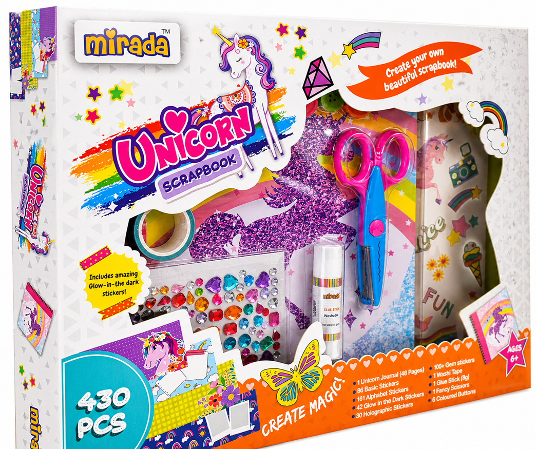 Unicorn Scrapbook Craft Kit for Kids | DIY Art & Craft Scrapbooking Set (430+ Pieces) | Creative Activity Kit for Girls