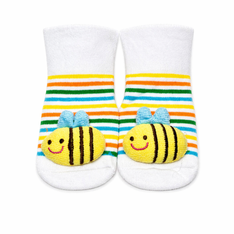 Cute Bee Baby Socks with Anti-Slip Grip – Soft Cotton Striped Socks for Infants & Toddlers