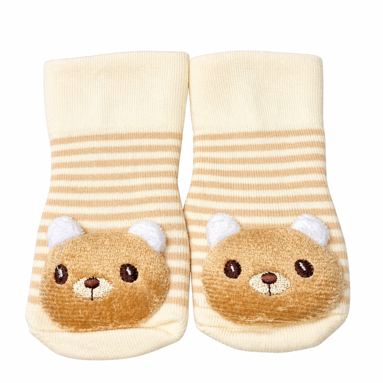 Cute Teddy Bear Baby Socks – Soft Cotton Striped Socks for Infants & Toddlers