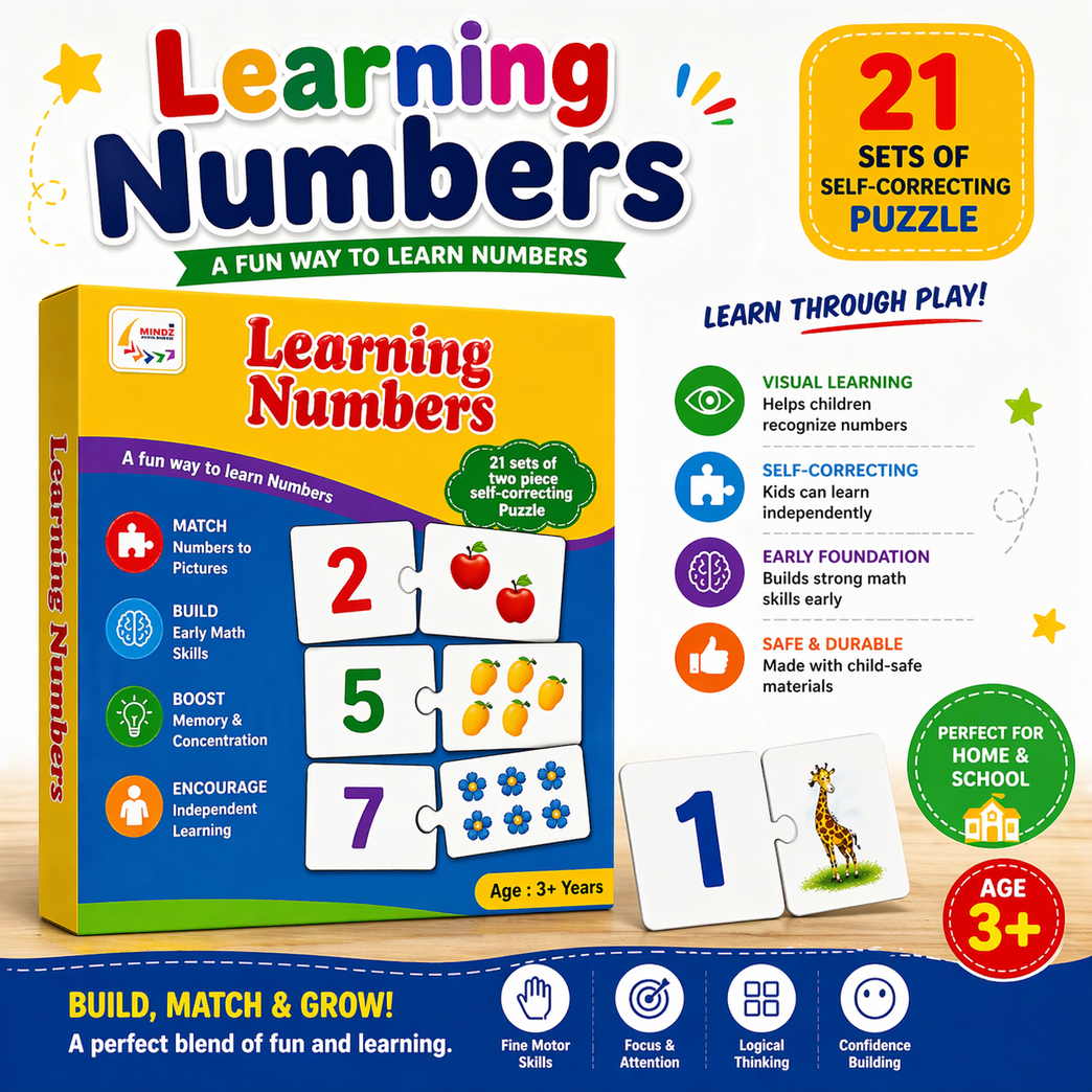 Learning Numbers Puzzle Cards for Kids (Age 3+)