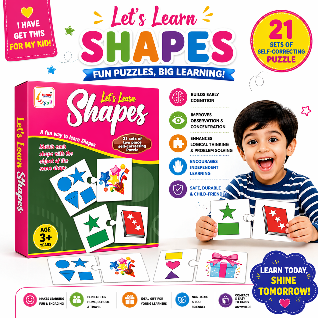 Let’s Learn Shapes Puzzle Cards for Kids (Age 3+)