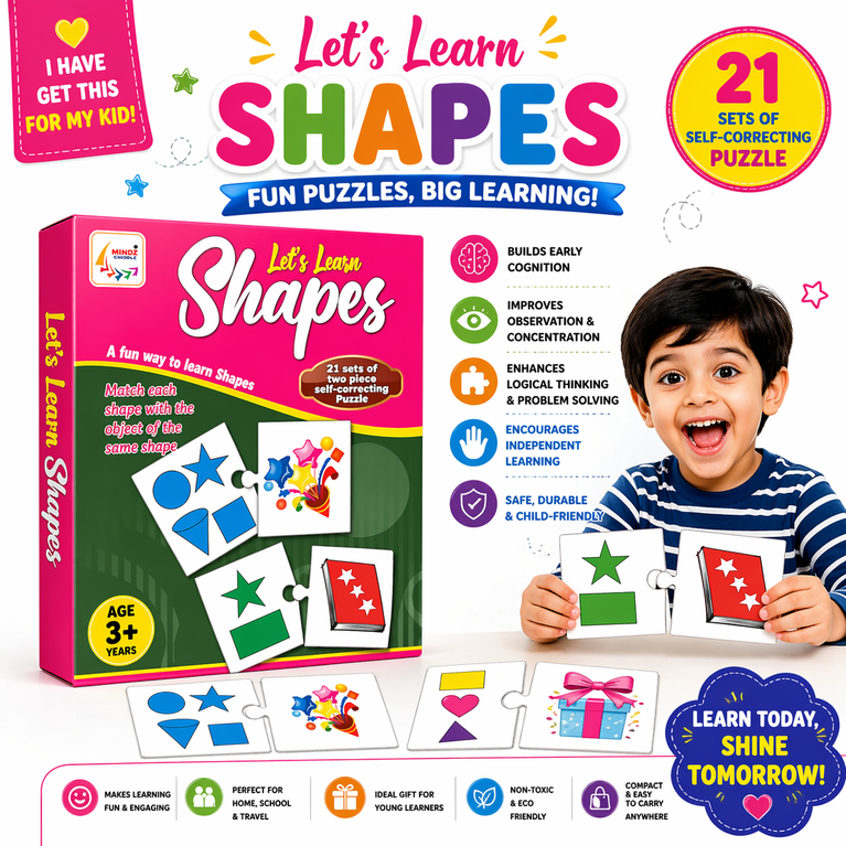 Let’s Learn Shapes Puzzle Cards for Kids (Age 3+)