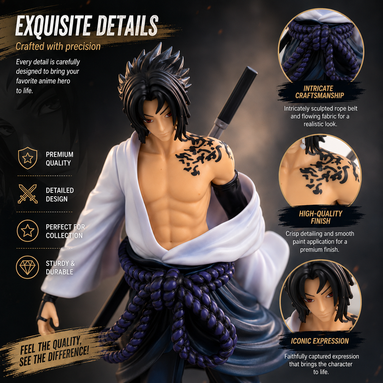Sasuke Uchiha| PVC Action Figure Collectible Statue with Display Base| 18 cm
