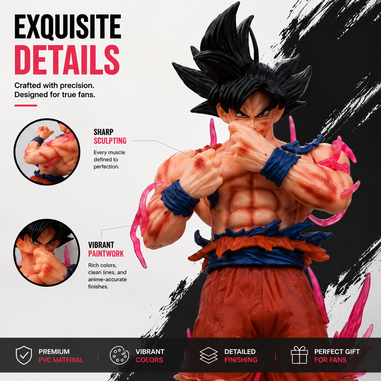 TUI Goku Action Figure Collectible PVC Statue with Display Stand|25 cm