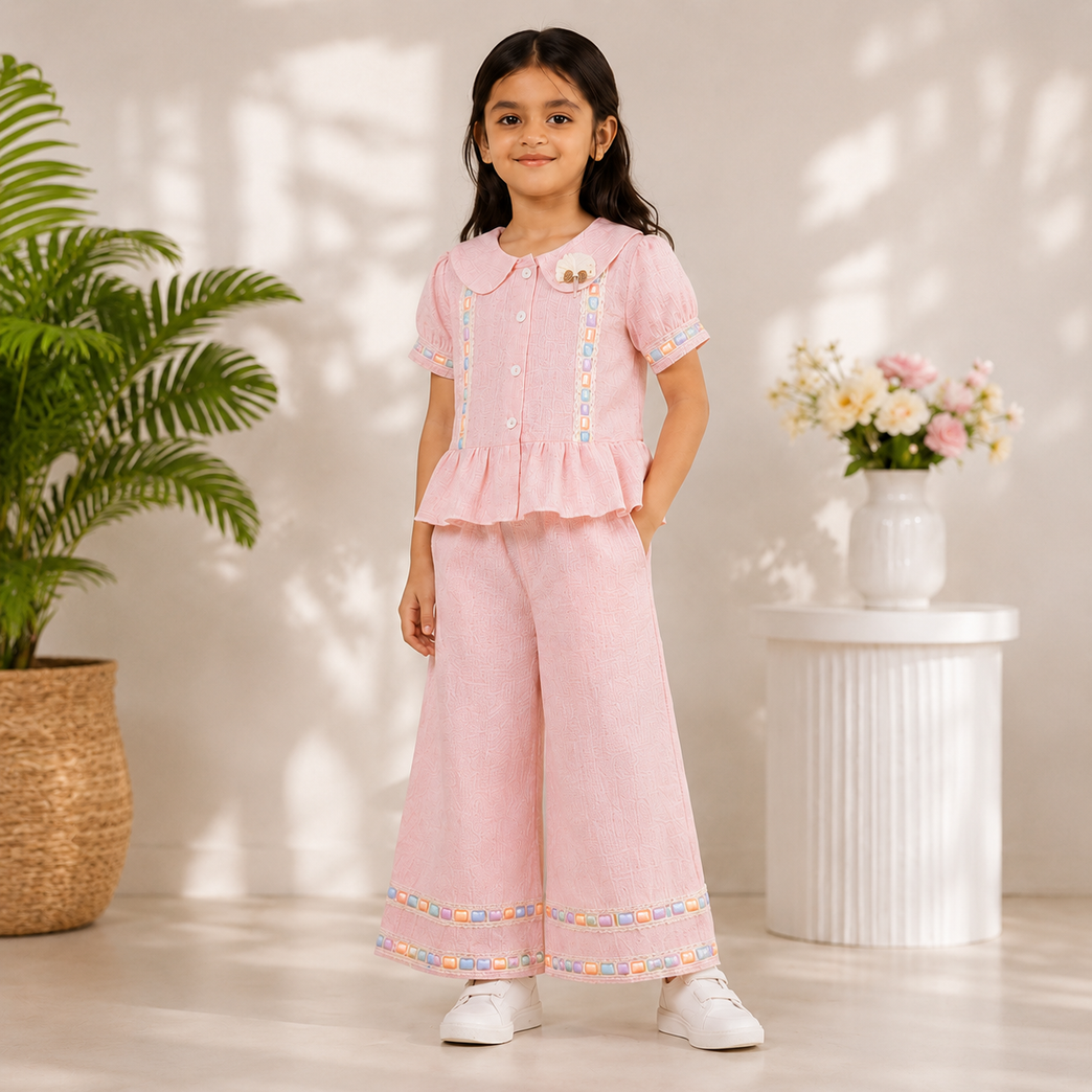 Pretty Pink Peplum Co-ord Set for Girls