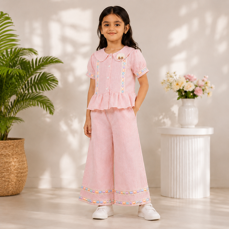 Pretty Pink Peplum Co-ord Set for Girls