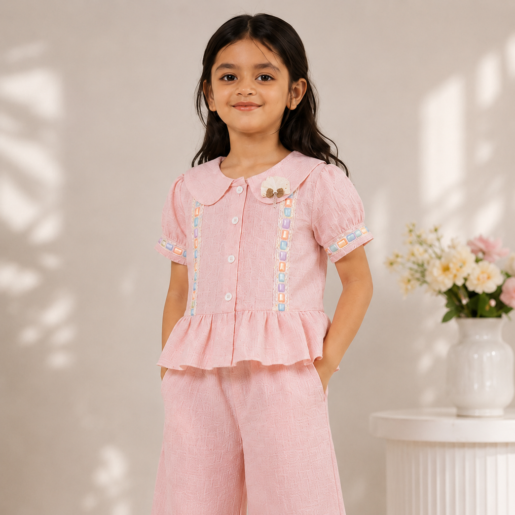 Pretty Pink Peplum Co-ord Set for Girls