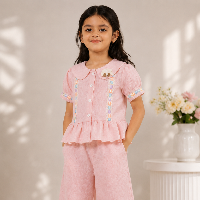 Pretty Pink Peplum Co-ord Set for Girls