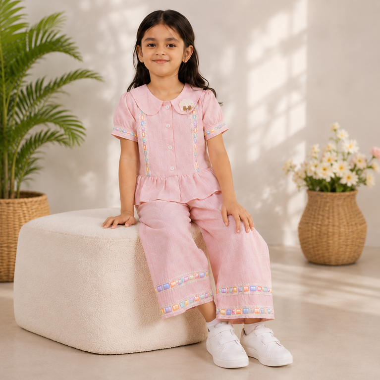 Pretty Pink Peplum Co-ord Set for Girls