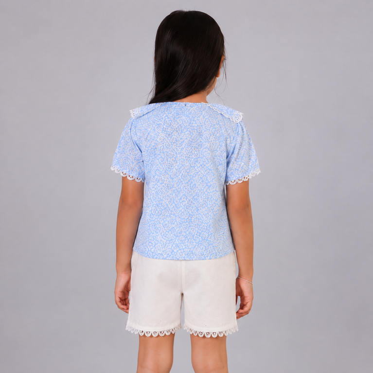 Elegant Blue Lace Co-ord Set for Girls