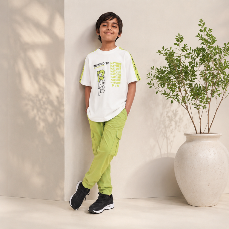 Boys “Be Kind to Nature” Graphic T-Shirt – Eco-Friendly Print Casual Kids Wear
