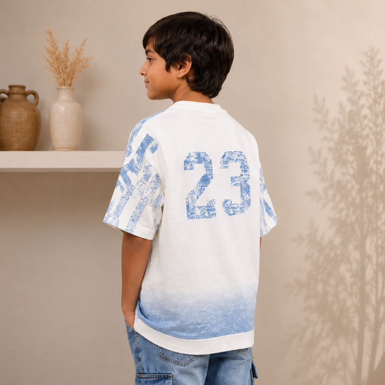 Kids Cotton Knit Half Sleeves T-Shirt with Trendy Alphabet Print Casual Tee for Boys