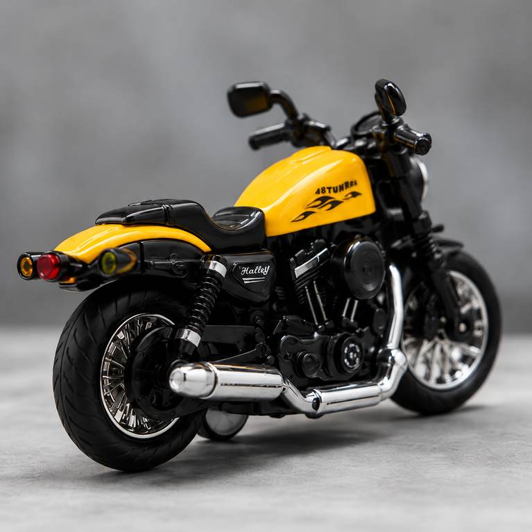 Die-Cast Alloy Motorcycle Toy Bike for Kids – Pull Back Action Mini Bike (Yellow & Black)