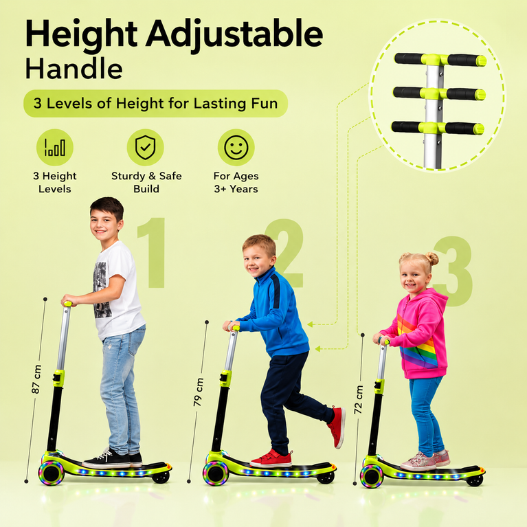 R for Rabbit Road Runner Stellar Kids Scooter with Bluetooth Music & Lights 3 Level Height Adjustable LED PU Wheels Kick Scooter