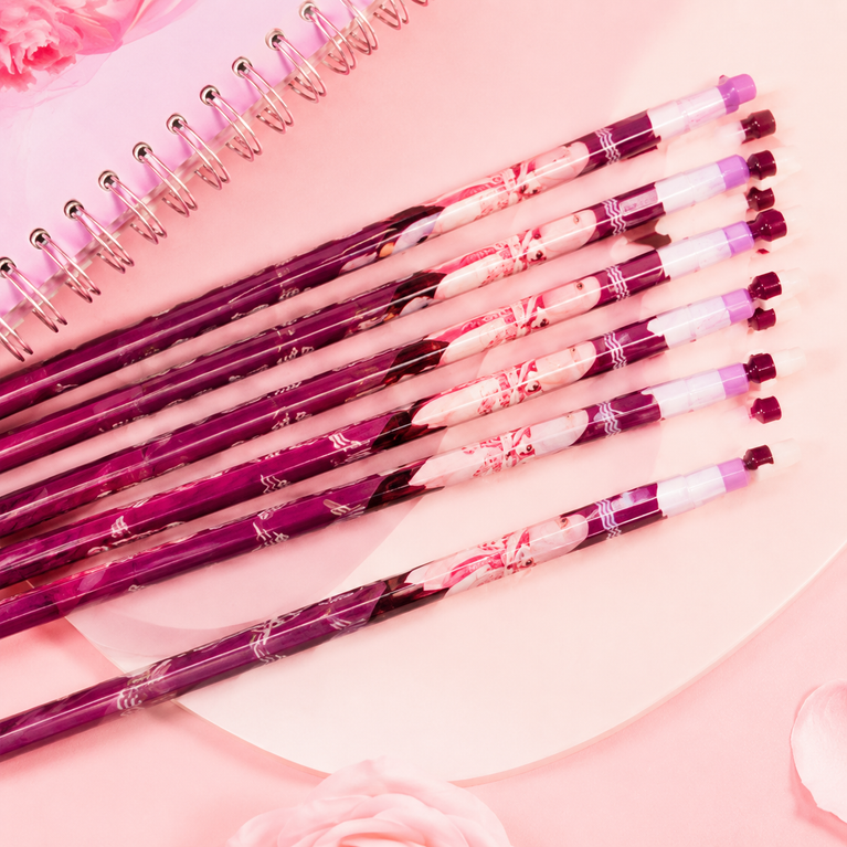 Miracle Nikki Anime Pencil Set for Kids – Pack of 12 Cute Cartoon Pencils with Sharpener & Eraser | Kawaii Stationery Gift Set for Girls | School Supplies Kit