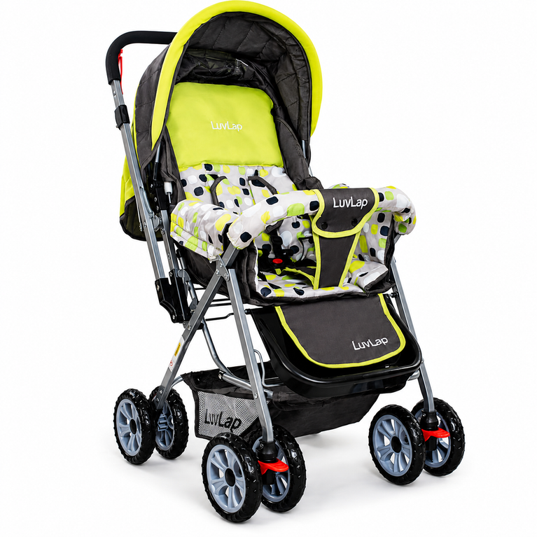 Baby Stroller for Kids with Reversible Handle & 5-Point Safety Harness – Foldable Lightweight Pram with Storage Basket | LuvLap Style