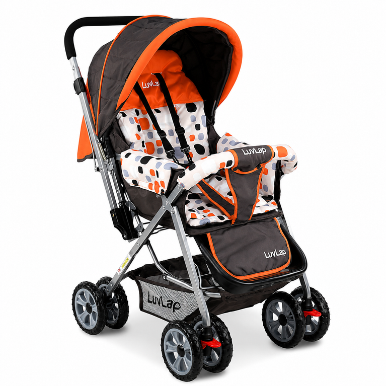 Baby Stroller for Kids with Reversible Handle & 5-Point Safety Harness – Foldable Lightweight Pram with Storage Basket | LuvLap Style