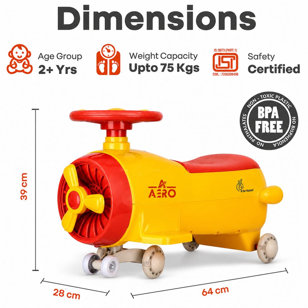 Kids Ride-On Wiggle Car with Steering Wheel | BIS Certified, BPA Free
