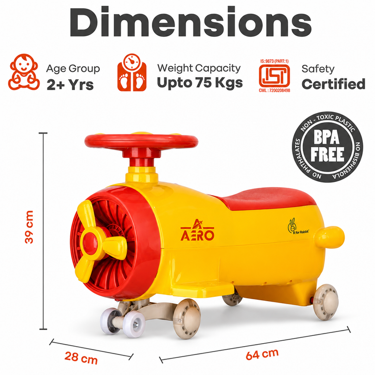 Kids Ride-On Wiggle Car with Steering Wheel | BIS Certified, BPA Free