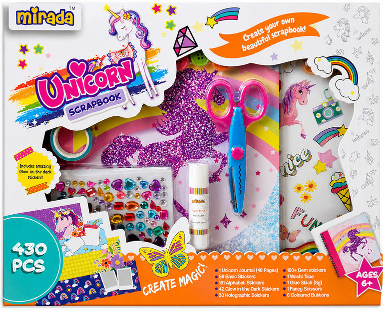 Unicorn Scrapbook Craft Kit for Kids | DIY Art & Craft Scrapbooking Set (430+ Pieces) | Creative Activity Kit for Girls