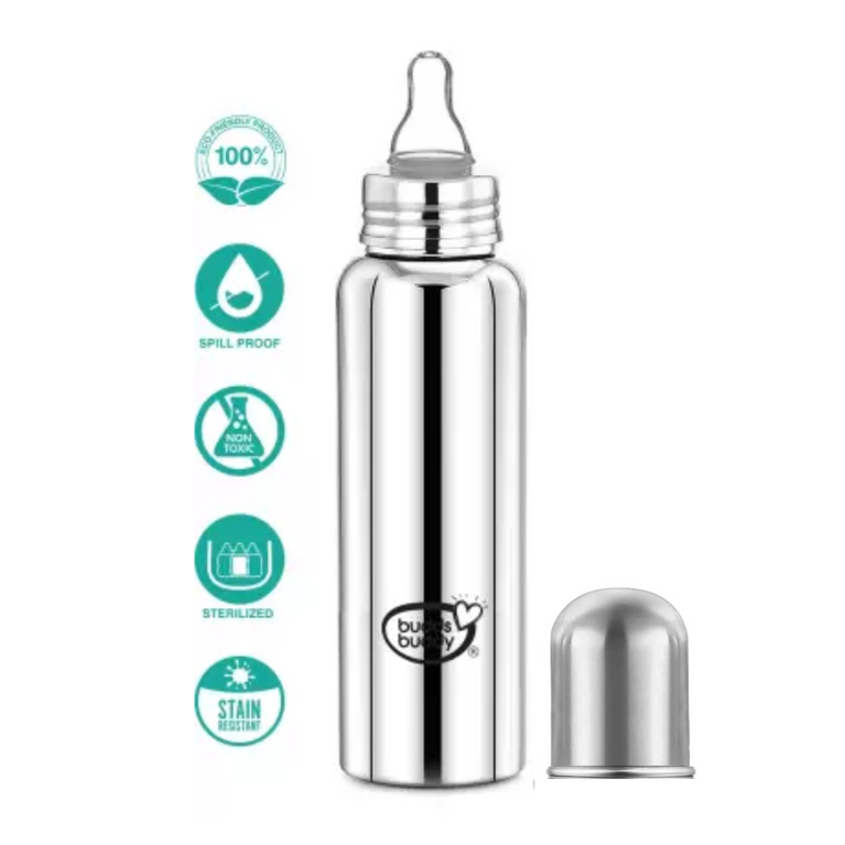 Buddsbuddy Deluxe Stainless Steel, 2 Stage Bottle 250ml-3m+