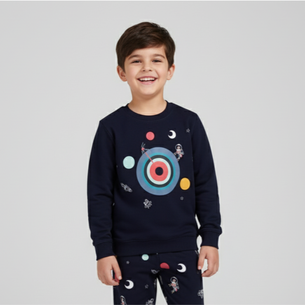 Doreme- Terry Knit Full Sleeves Winter Wear Co-Ord Set With Galaxy Print