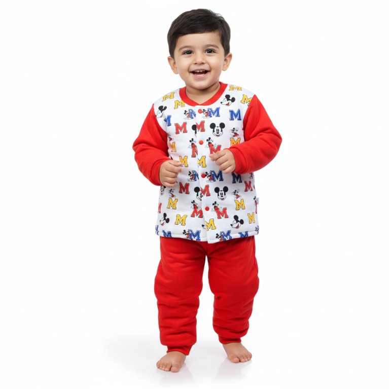 Doreme-Padded Full Sleeves Mickey Printed Winter Wear Set For Set