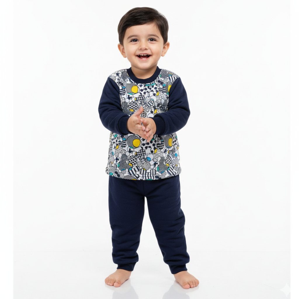 Doreme-Padded Full Sleeves Mickey Printed Winter Wear Set For Set