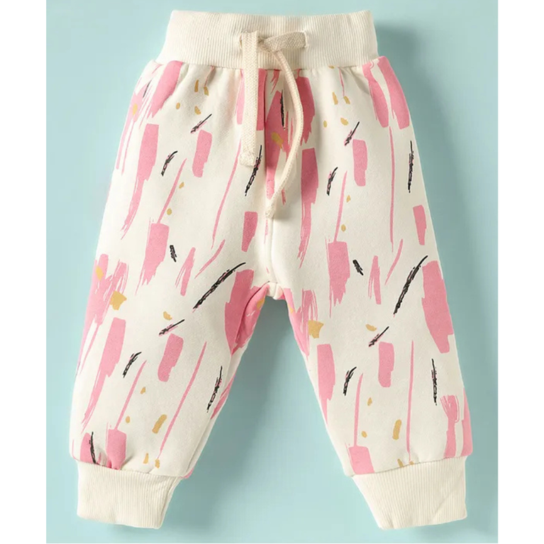 Ollypop- Fleece Knit Full Sleeves T-Shirt & Lounge Pant Set with Colour Texture