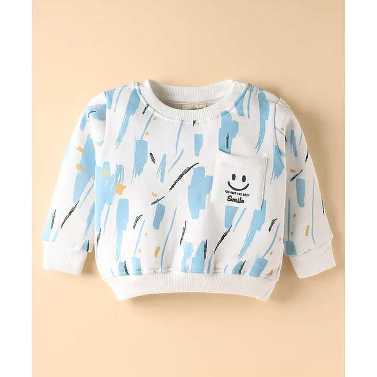 Ollypop- Fleece Knit Full Sleeves T-Shirt & Lounge Pant Set with Colour Texture