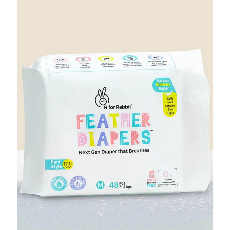 R for Rabbit-New Born Premium Feather Diaper for Baby ( Pant Style ) 48 Pack