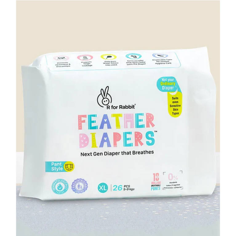R for Rabbit-New Born Premium Feather Diaper for Baby ( Pant Style ) 26 Pack
