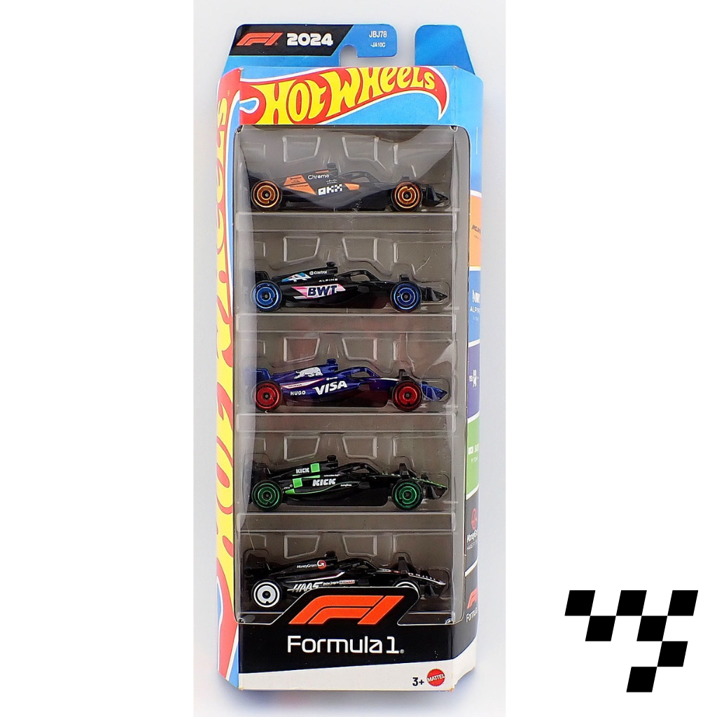 Hot Wheels- Formula F1 - 5 Diecast Free Wheel Toy Car Pack of 5-Multicolor