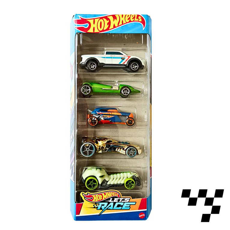 Hot Wheels- 5 Diecast Free Wheel Toy Car Pack of 5-Multicolor