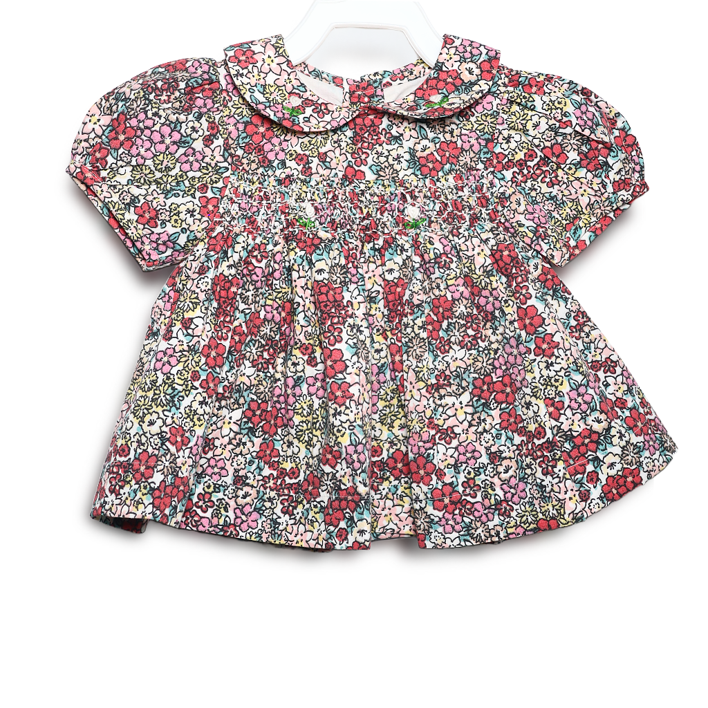 Ninos- Cotton Woven Half Puffed Sleeves Frock with Floral Print