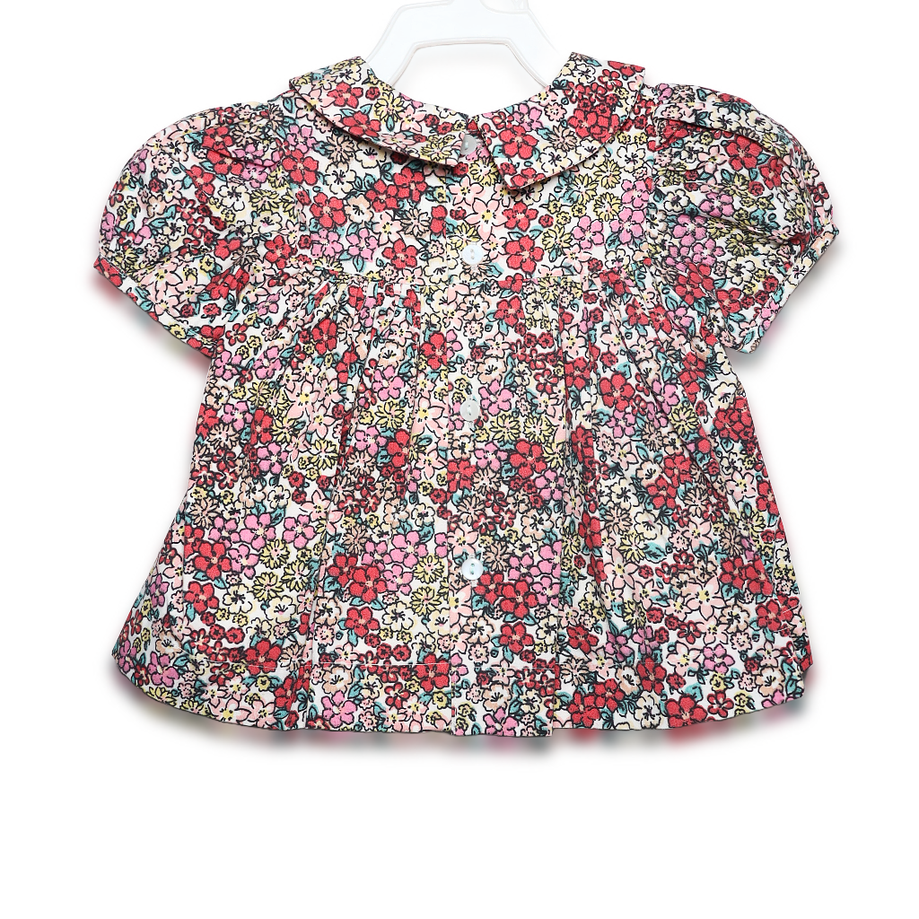 Ninos- Cotton Woven Half Puffed Sleeves Frock with Floral Print