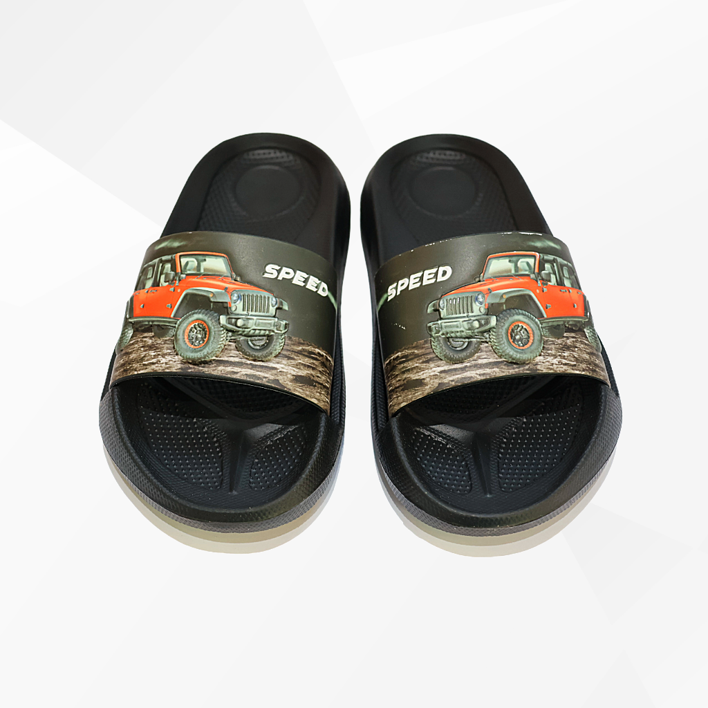 Kids Fun Vehicle Printed Flip-Flops