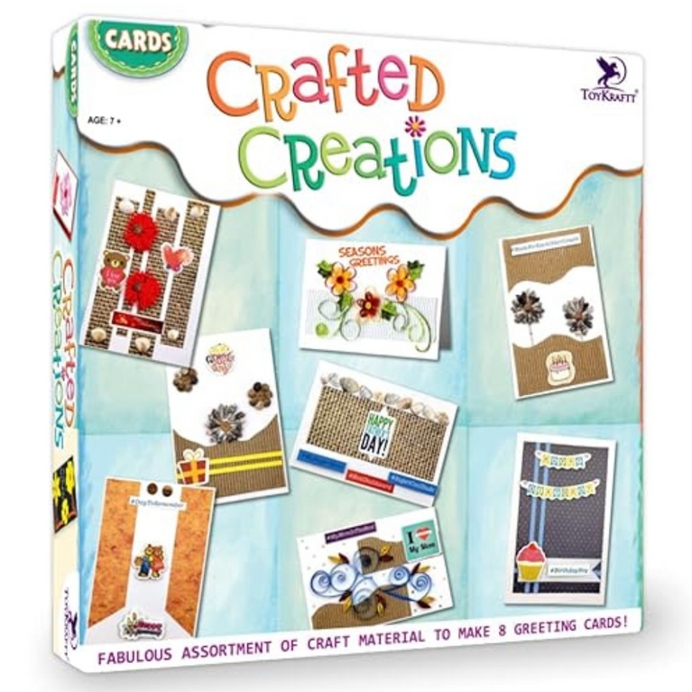 TOYKRAFTT Craft Kit for Kids Cards| Crafted Creations| Card Making Activity Kit| Greeting Cards Decoration Material|