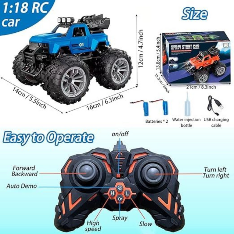 RC Racing Cars 2.4Ghz LED Light Kids Toys 4WD Off Road RC Stunt Car