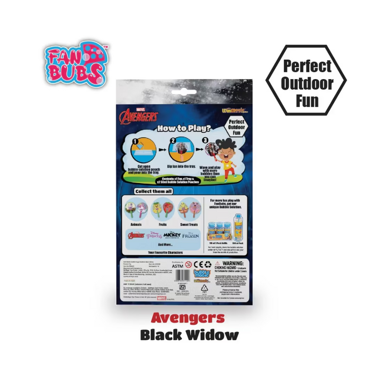 Bubble Magic Fan Bubs Black Widow Theme For Kids 3+ years