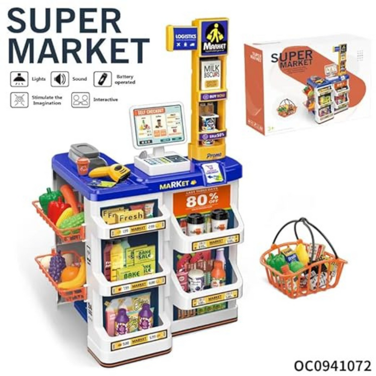Star Impex Toy Supermarket Checkout Shopping Basket Plastic Kids Shopping Mall Game Set
