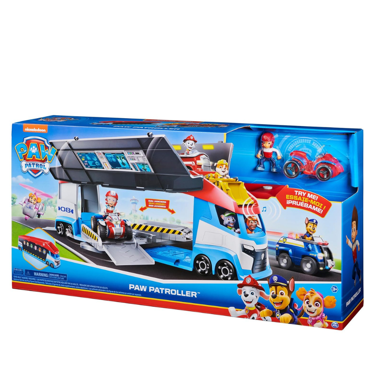 Paw Patrol, Transforming PAW Patroller with Dual Vehicle Launchers, Ryder Action Figure and ATV Toy Car, Kids Toys for Ages 3 and up