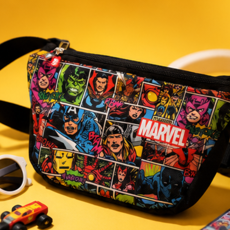 Marvel Superheroes Waist Bag for Kids | Avengers Comic Print Adjustable Fanny Pack