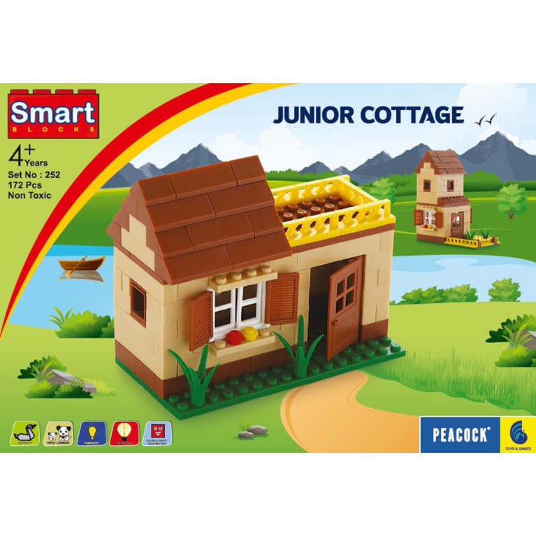 SMART Blocks Junior Cottage Building Bricks Puzzle Toy | for 3 to 8 Year Old Kids | 173 Interlocking Pieces