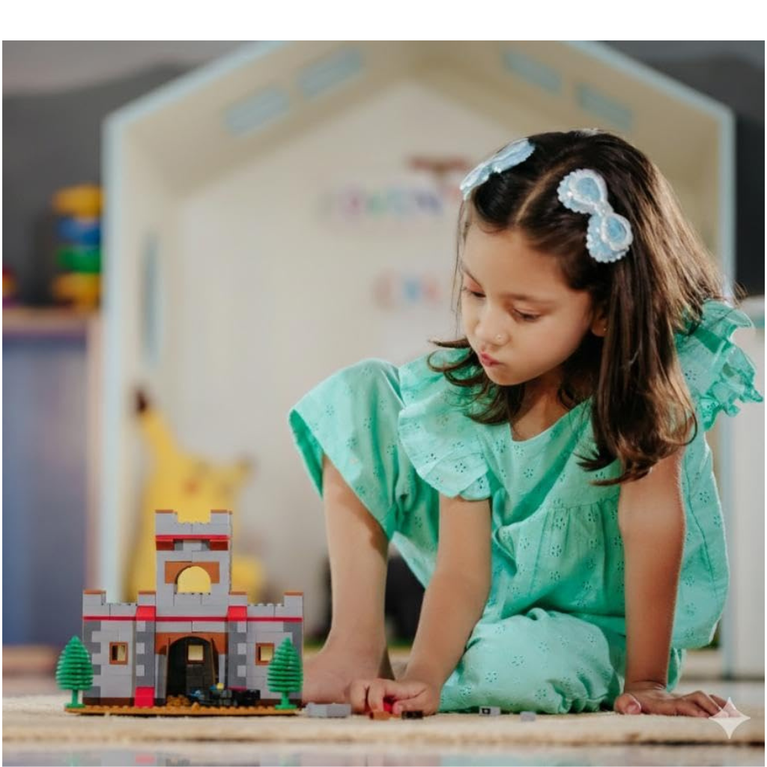 Peacock Castle Set Junior Smart Building Blocks 450-Pieces | Toy for Kids Ages 6+ Years