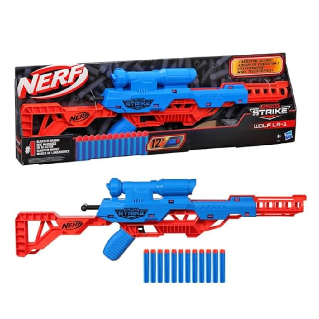 Nerf Alpha Strike Wolf LR-1 Blaster with Targeting Scope, 12 Nerf Darts