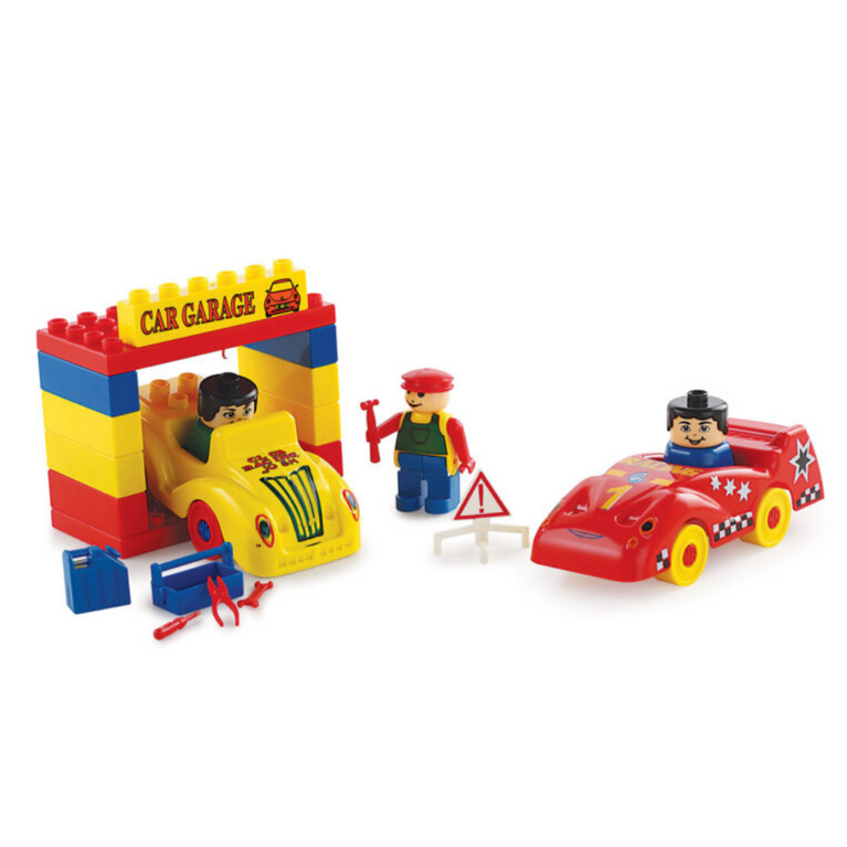 SMART Kinder Blocks Garage Set-(Car Garage Worksop Blocks) by Party Shopping-Multicolor