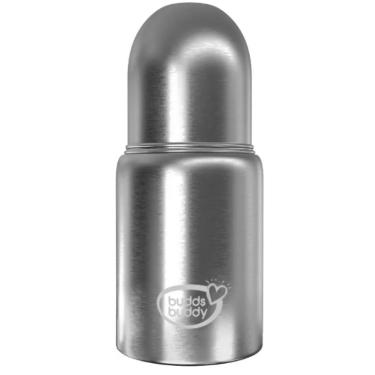 Budds Buddy Premium Stainless Steel 2 in 1 Wide Neck Feeding Bottle - 300ml  (Silver)