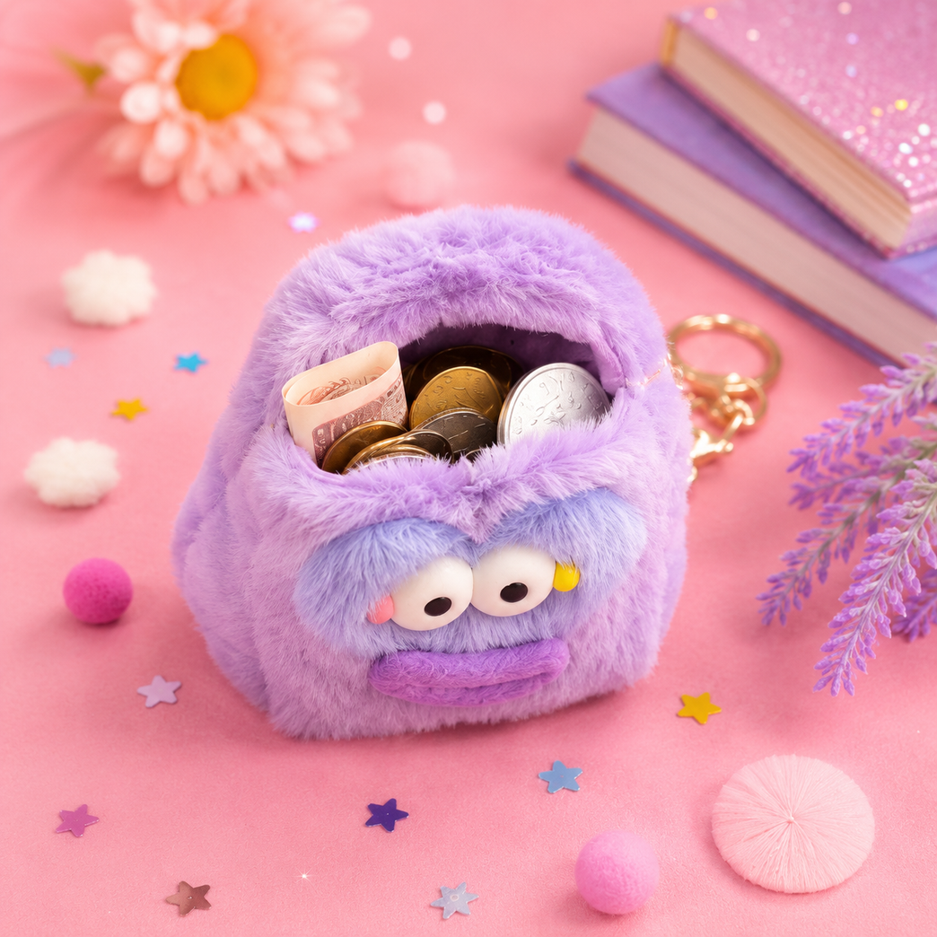 Cute Plush Mini Coin Purse Keychain for Kids
